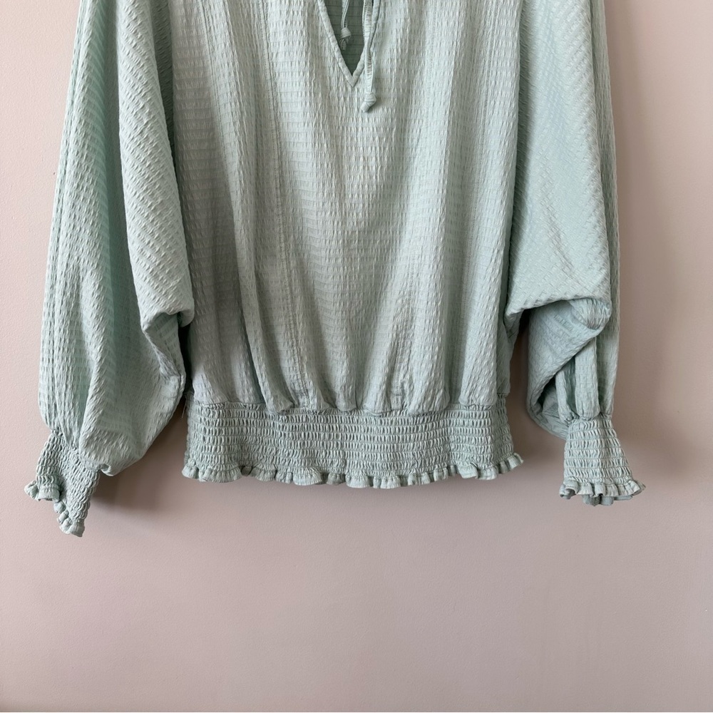 Anthropologie Rebecca Smocked Top in Mint Green. - Picture 7 of 9